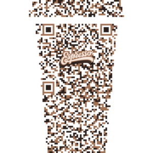 Custom QR in the shape of a latte cup